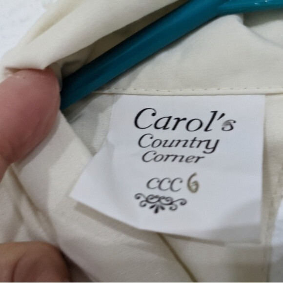 Vtg Western Style Pearl Button Blouse, Cream, Carol's Country Corner, Women's 6 - Picture 6 of 12